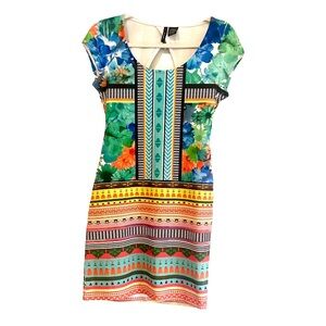 Fire Los Angeles Colorful Patterned Mini Dress Sz M